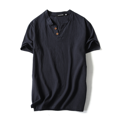 Importé - T-Shirt Homme Manches Courtes Col V en Coton