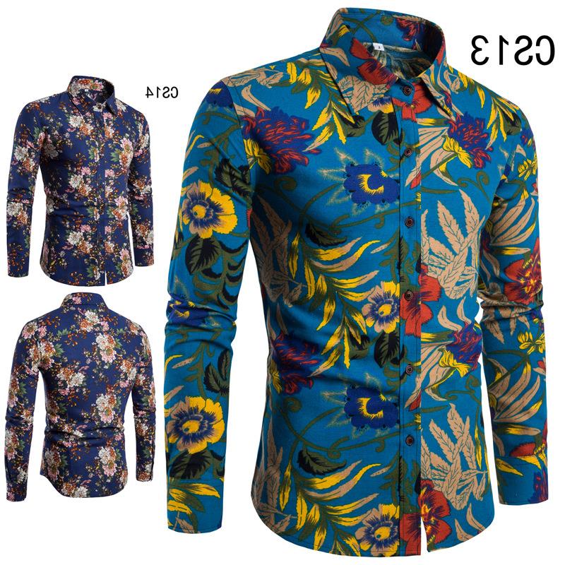 Importé - Chemise Slim Homme Décontractée Manches Longues En Coton Lin