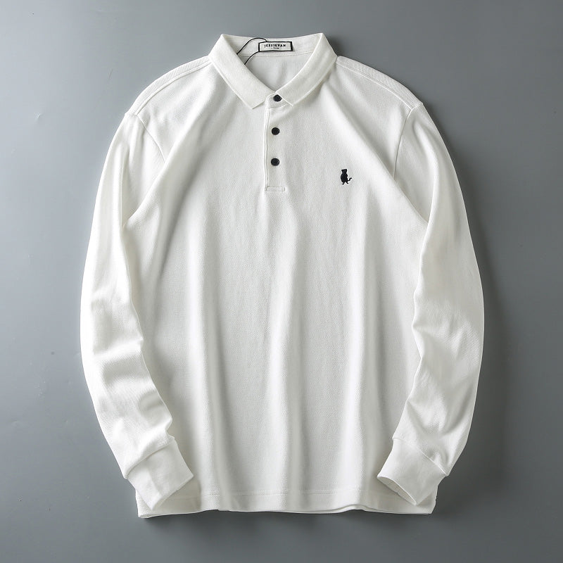 Importé - Polo T-Shirt Homme en Coton Broderie à Manches Longues