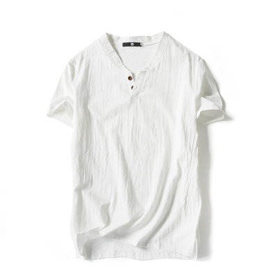 Importé - T-Shirt Homme Manches Courtes Col V en Coton