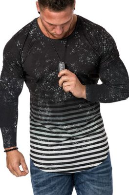 Importé -  T-shirt Slim Homme Col Rond  Manche Longue