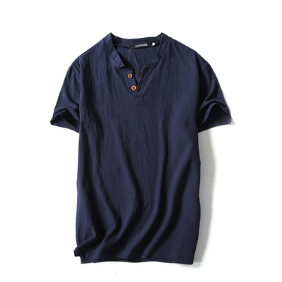 Importé - T-Shirt Homme Manches Courtes Col V en Coton