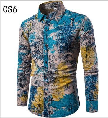 Importé - Chemise Slim Homme Décontractée Manches Longues En Coton Lin