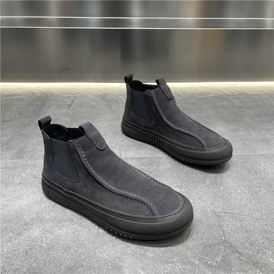 Importé - Chaussure Homme Style Bottines A Gaine Semelle Épaisse  En Cuir velours