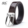 Importé - Ceinture Fashion Véritable Cuir Marron-Noir Motif Croco