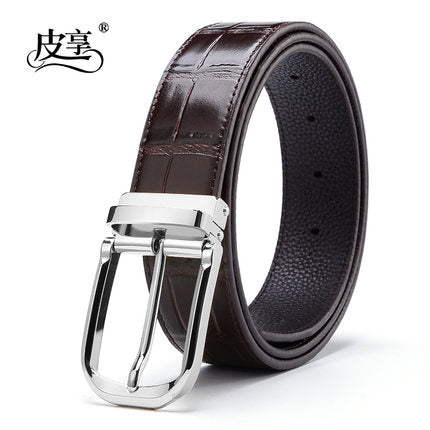 Importé - Ceinture Fashion Véritable Cuir Marron-Noir Motif Croco