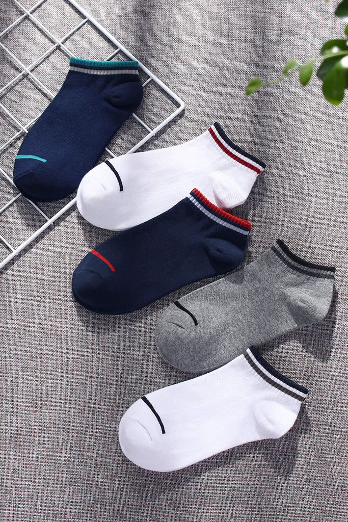 Importé - Lot de 5 Paires de Chaussettes Semi-Invisibles 100% Coton Anti-dérapant