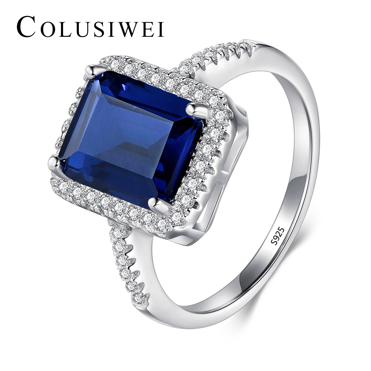 Importé - Bague en Argent Palais Cristal Bleu