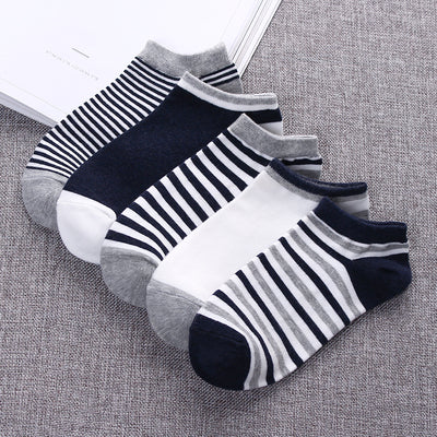 Importé - Lot de 5 Paires de Chaussettes Invisibles 100% Coton Anti-dérapant