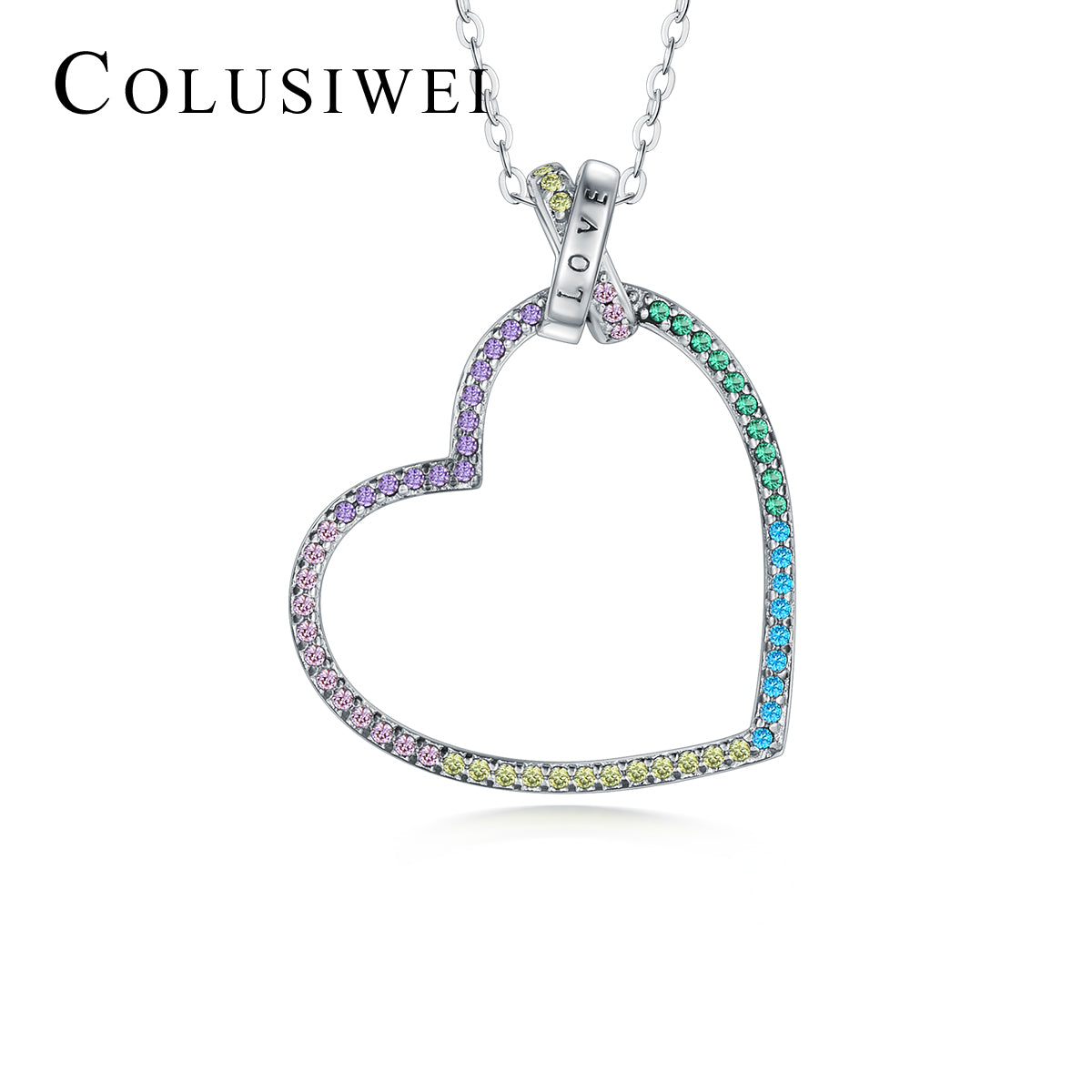 Importé - Collier en Argent en Forme de Cœur Cristal