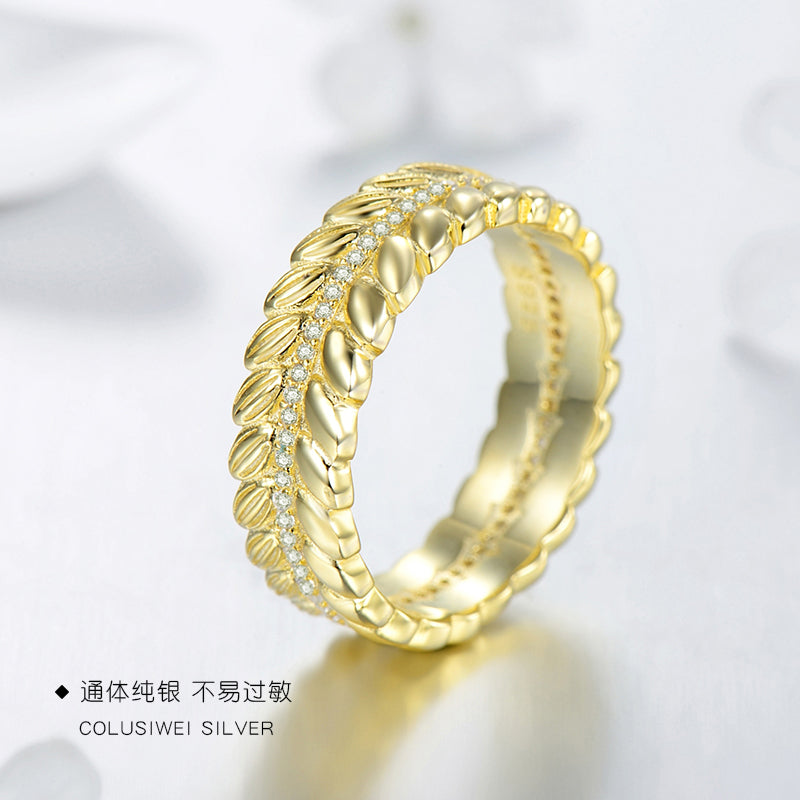Importé - Bague en Feuille Jaune Or
