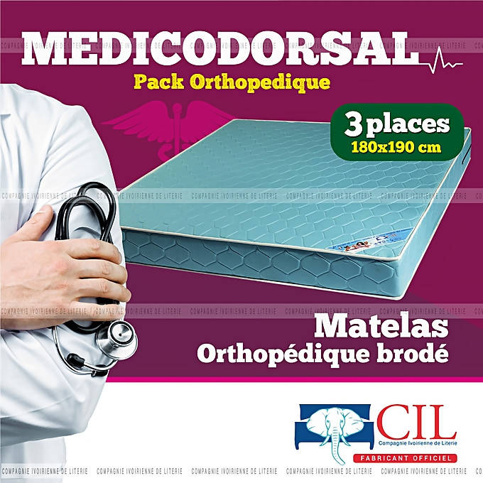 Matelas CIL MEDICODORSAL® Brodé EXTRA PH10 - 2 Places