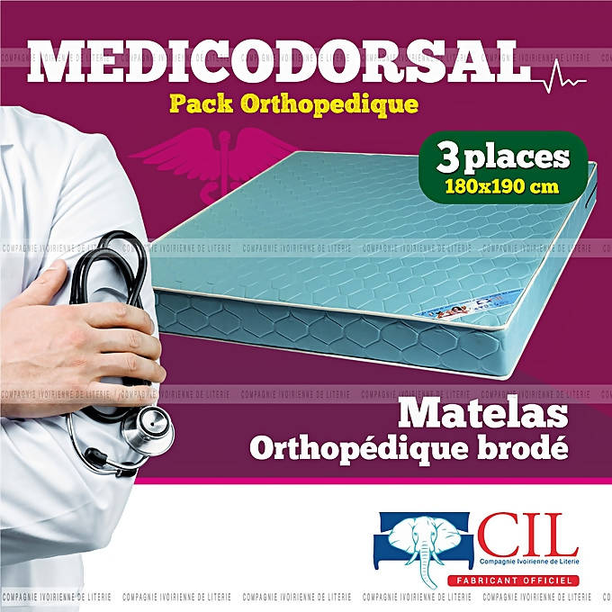 Matelas brodé CIL MEDICODORSAL® Brodé EXTRA PH8 - 3 Places
