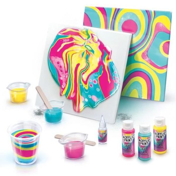 Jeu Pouring Art Kit Rainbow Kit de Peinture+6ans