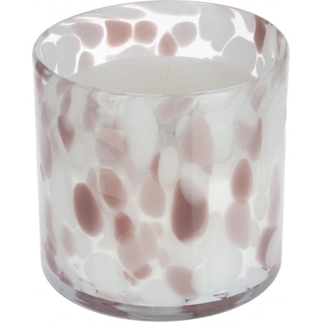 BOUGIE DANS VERRE-10CM-ROSE BLANC