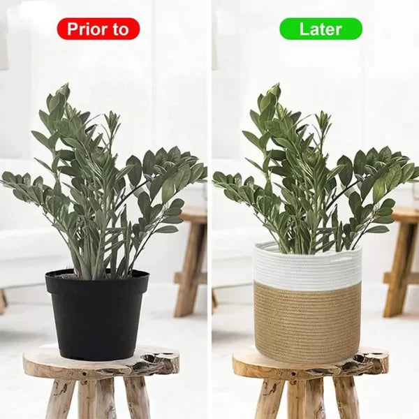 PANIER EN TEXTILE-3PCS-BLANC MARRON