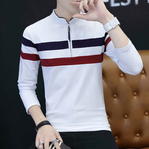 Importé - T-Shirt Polo Homme Slim Fit à Manche Longues En Coton