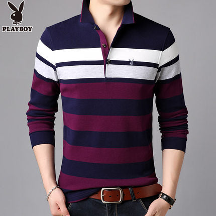 Importé - Polo T-Shirt Slim Fit Homme Playboy Manches Longues