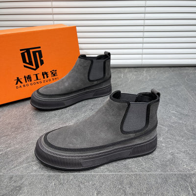 Importé - Chaussure Homme Montantes Style Bottines A Gaine En Cuir