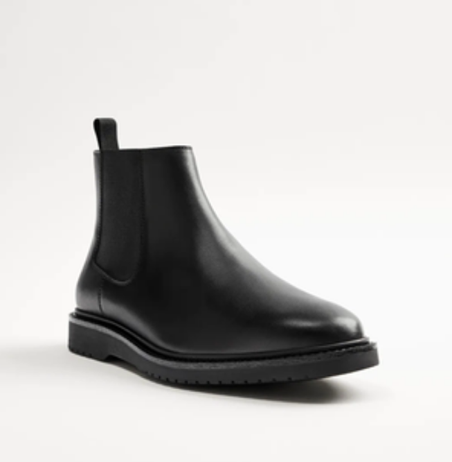 Importé - Chaussure Homme Bottines Britannique À Gaine - Cuir Noir