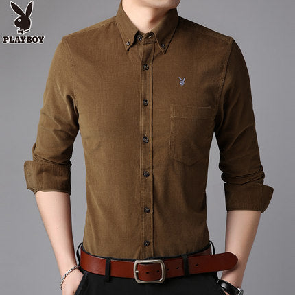 Importé - Chemise Homme Playboy Slim Fit Manches Longues En Velour