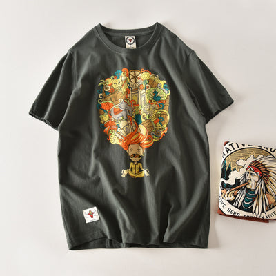 Importé - T-Shirt Pur Coton Homme Décontracté Manche Courte