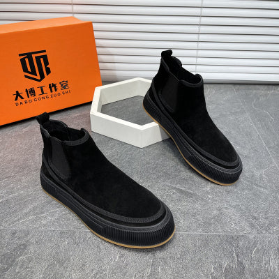 Importé - Chaussure Homme Montantes Style Bottines A Gaine En Cuir