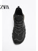 Importé - ZARA NEW - Chaussure Homme Sport Baskets Montantes En Maille Tissé - Noir