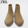 Importé - ZARA NEW - Chaussure Homme Décontractée Montantes Boot A Gaine En Daime - Marron