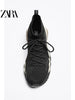 Importé - ZARA NEW - Chaussure Homme Sport Baskets Montantes En Maille - Noir