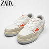 Importé  - ZARA NEW - Chaussure Homme Sport Baskets  Style Rétro - Blanc-Orange
