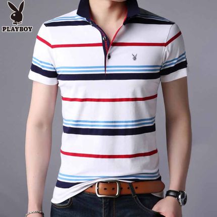 Importé - Polo T-Shirt Slim Fit Homme Playboy Manches Courtes