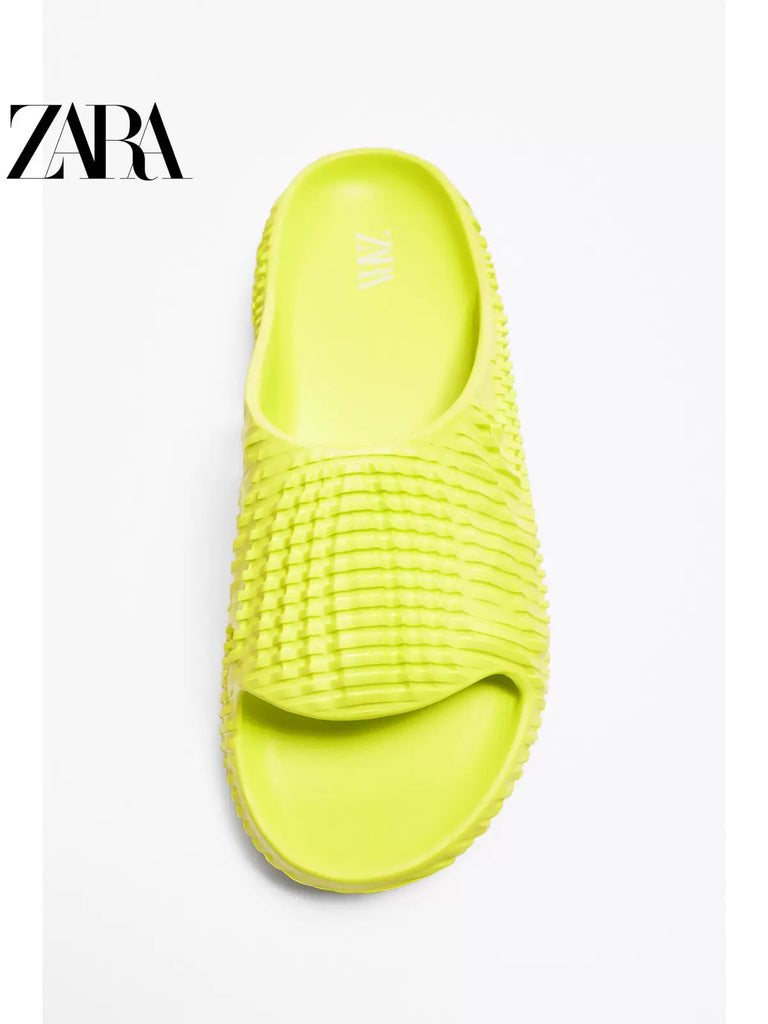 Importé - ZARA NEW - Chaussure Homme Sandales Décontractée Bout Ouvert - Vert Citron