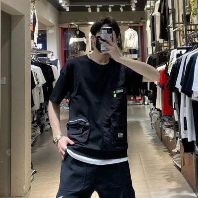 Importé - T-shirt Homme Manches Courtes Mode Décontracté Avec Poche