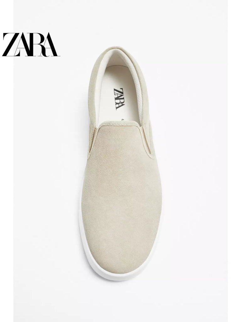 Importé - ZARA NEW - Chaussure Homme Tennis Conforts à Gaine - Cuir Daim Kaki