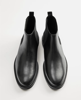 Importé - Chaussure Homme Bottines Britannique À Gaine - Cuir Noir