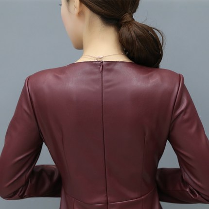 Importé - Robe Slim Femme Sexy En Cuir PU Mousseline De Soie