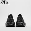 Importé - ZARA NEW - Chaussure Homme Tennis Sans Lacets En Maille Confortable - Noir