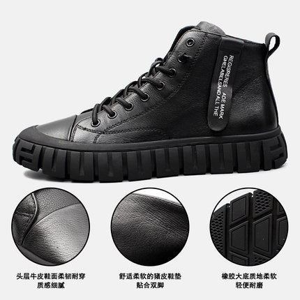 Importé - Chaussure Cuir Homme Basket Montante Décontractée