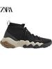 Importé - ZARA NEW - Chaussure Homme Sport Baskets Montantes En Maille - Noir