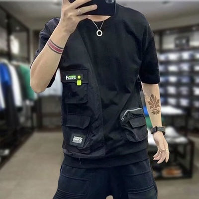 Importé - T-shirt Homme Manches Courtes Mode Décontracté Avec Poche