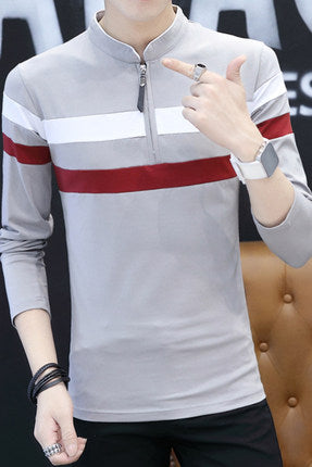 Importé - T-Shirt Polo Homme Slim Fit à Manche Longues En Coton