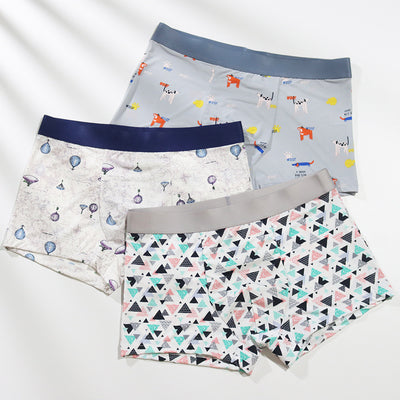 Importé - Lot de 3 Boxer Sexy Sous-Vêtements Homme En Soie Glacée Respirant A Séchage Rapide