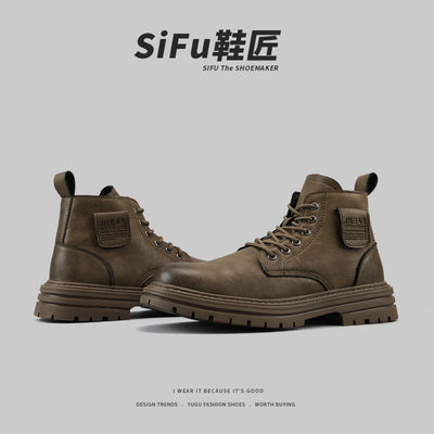 Importé - Chaussure Homme Martin Bottes Confortable Rétro En Cuir
