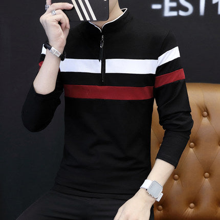 Importé - T-Shirt Polo Homme Slim Fit à Manche Longues En Coton