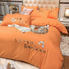 Importé - Ensemble Drap De Lit 4 Pièces Brodé + Housse de Couette 100% Coton