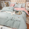 Importé - Ensemble Drap De Lit 4 Pièces Brodé + Housse de Couette 100% Coton