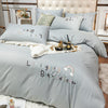 Importé - Ensemble Drap De Lit 4 Pièces Brodé + Housse de Couette 100% Coton