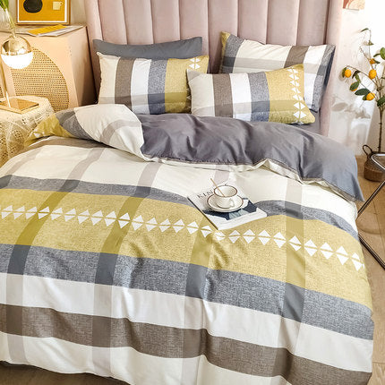 Importé - Ensemble Drap De Lit 4 Pièces + Housse de Couette 100% Coton