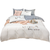 Importé - Ensemble Drap De Lit 4 Pièces Brodé + Housse de Couette 100% Coton